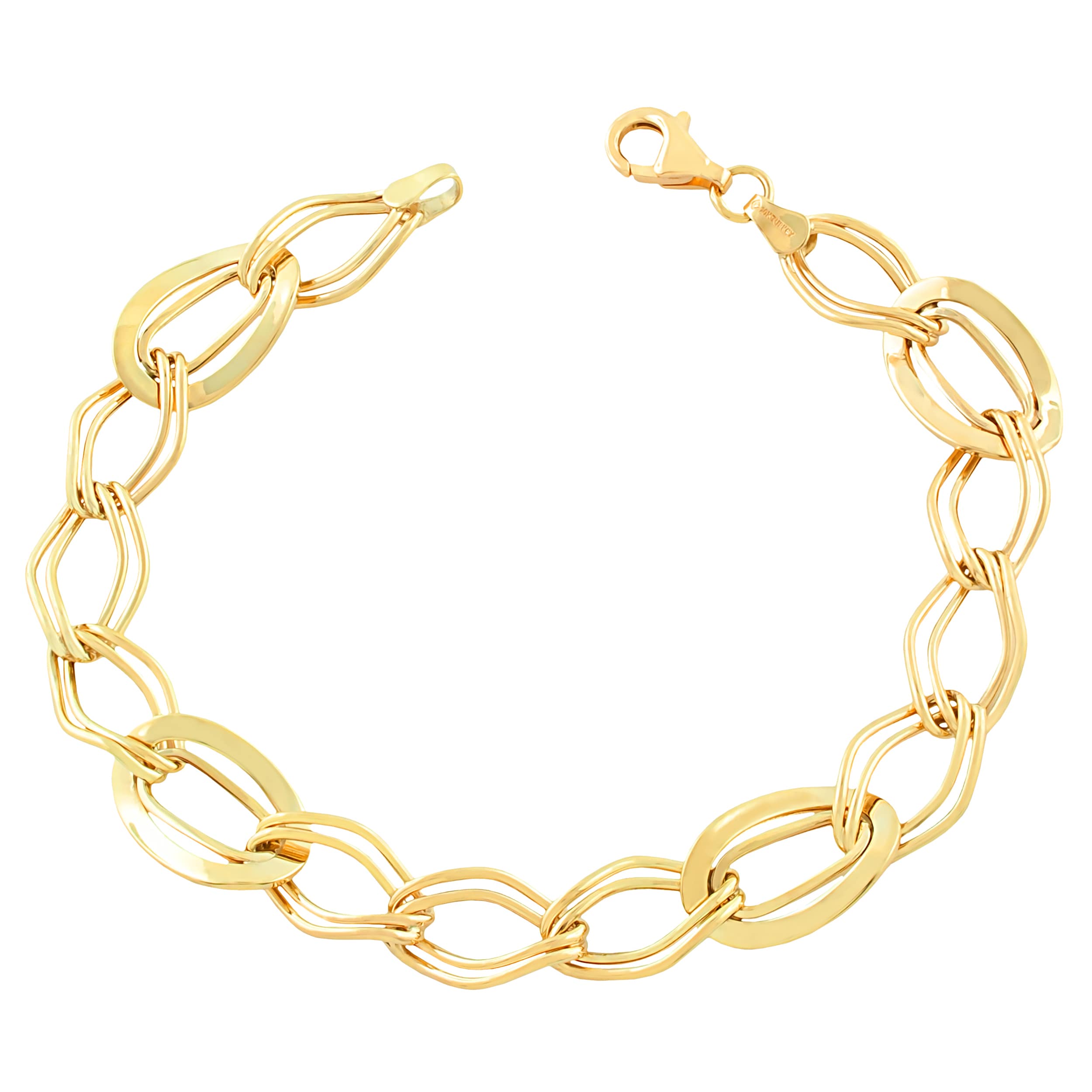 Fremada 10K Yellow Gold Wavy Oval Bracelet