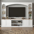91 Farmhouse Entertainment Center With Arched Bookshelves Large Tv Stand For Tvs Up To 70 Media Console