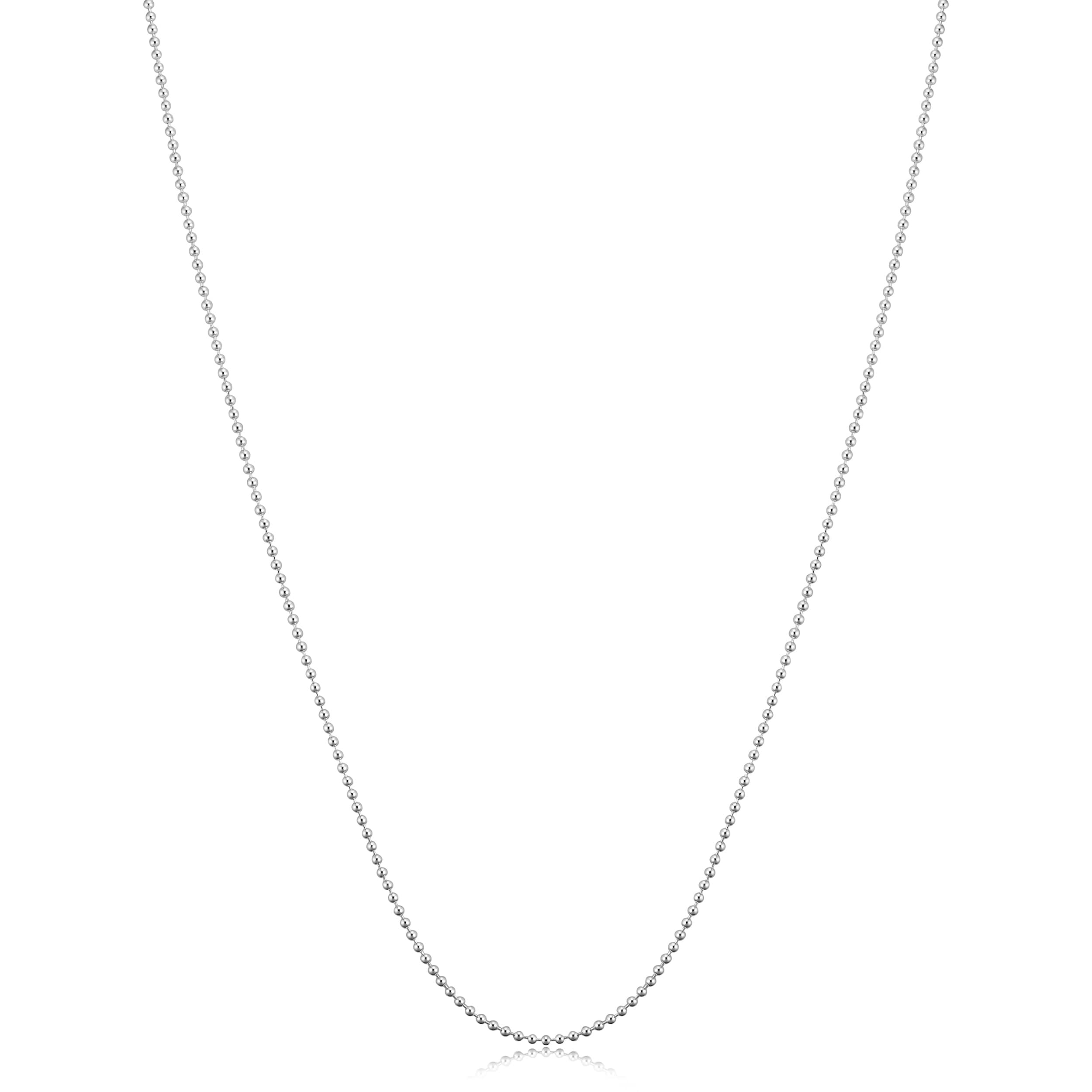 925 Sterling Silver 1 Millimeter Polished Ball Chain Necklace For Women 16 30 Inches