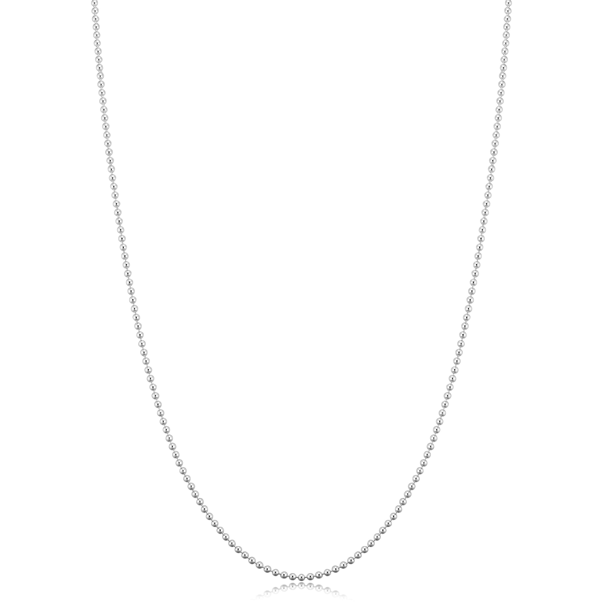 925 Sterling Silver 1.2 Millimeter Polished Ball Chain Necklace For Women 18 30 Inches