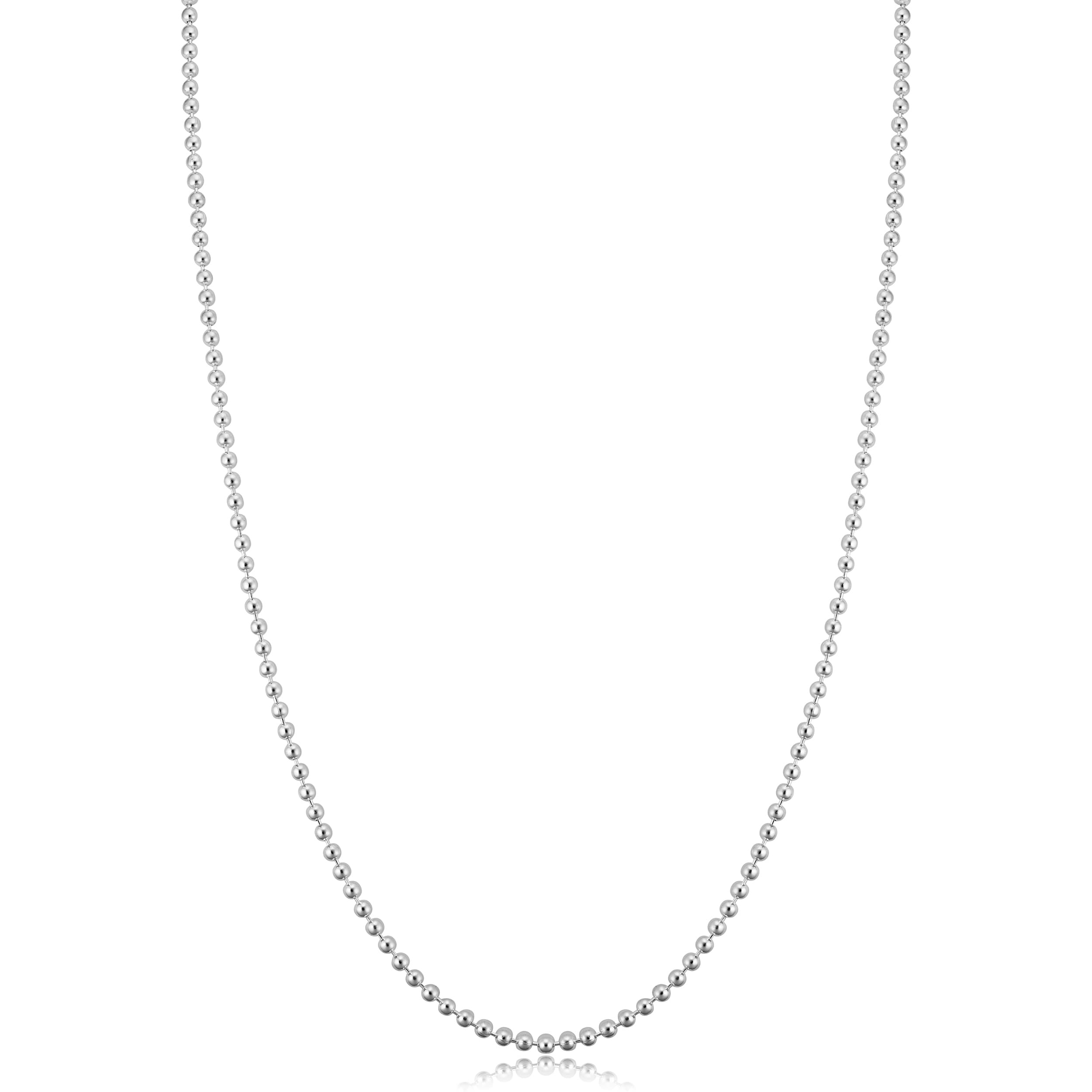 925 Sterling Silver 1.5 Millimeter Polished Ball Chain Necklace For Women 16 30 Inches