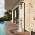 Modland Freestanding Outdoor Shower 316 Stainless Steel Pool Faucet With 10 Rain Head Nsf Valve Black Nickel