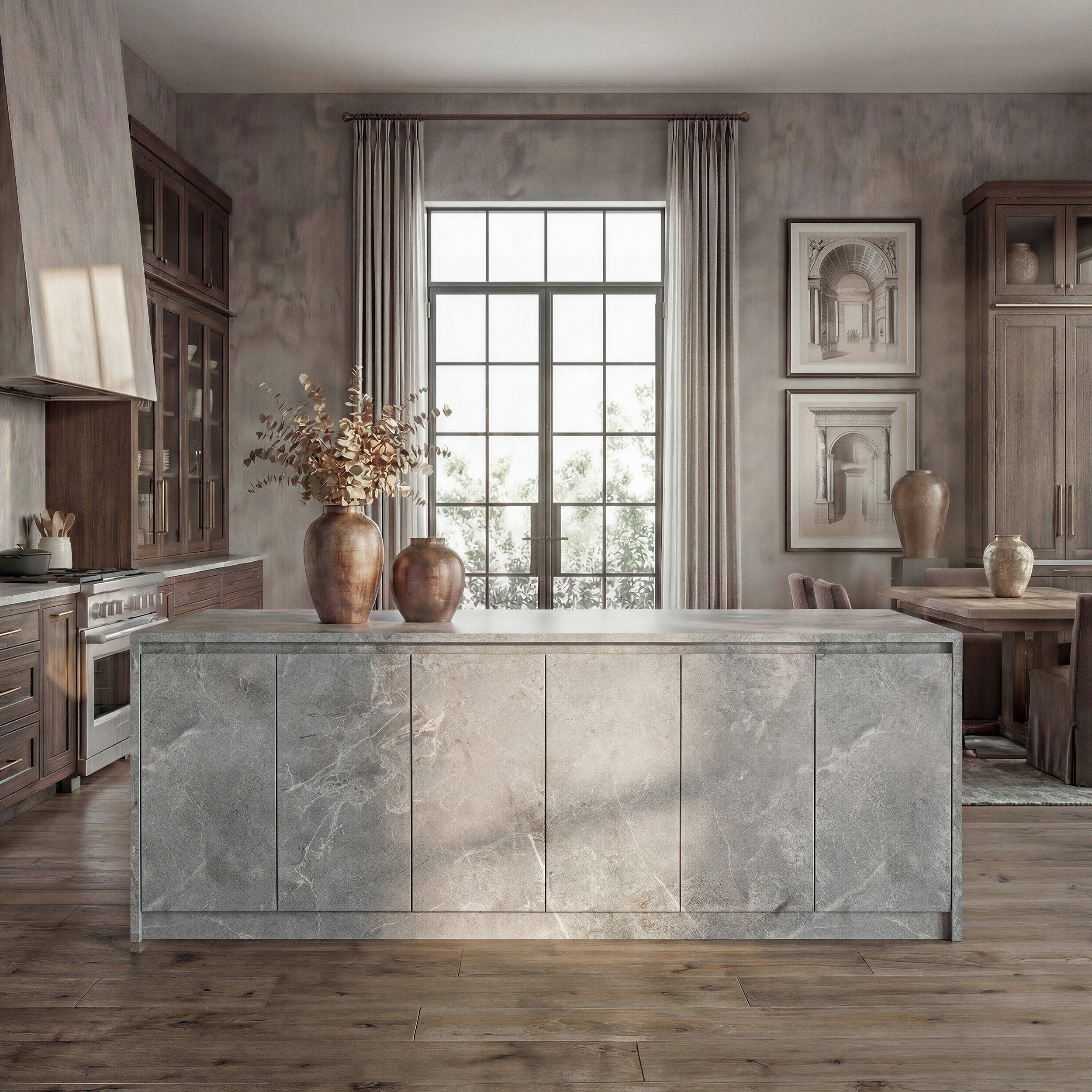94.5 Extra Large Kitchen Island With Storage Stone Look Counter Height Island Fully Assembled Modern Kitchen Furniture