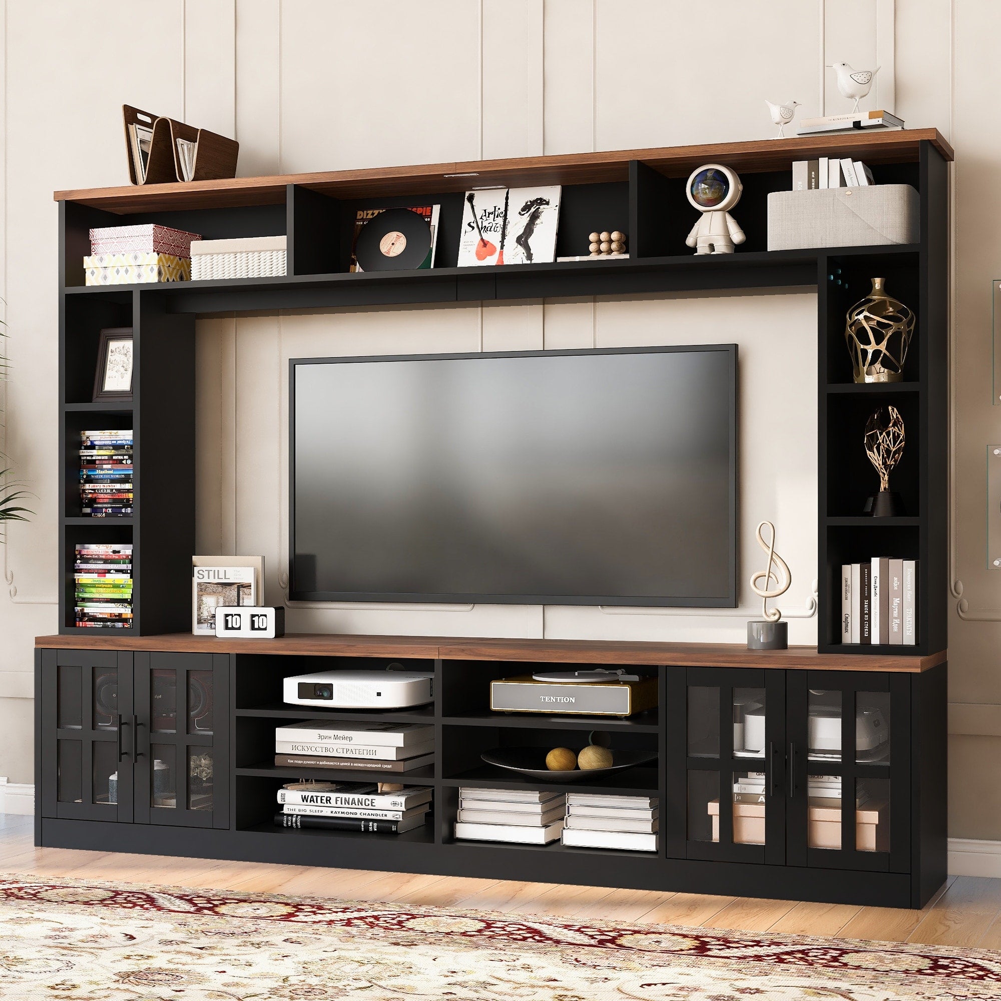 95.5 Wall Unit Entertainment Center With Cabinets For Tvs Up To 80