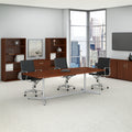 96W X 42D Boat Shaped Conference Table With Metal Base In Cherry