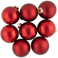 96Ct Shiny And Matte Red Glass Ball Christmas Ornaments 2.5 3.25 80Mm