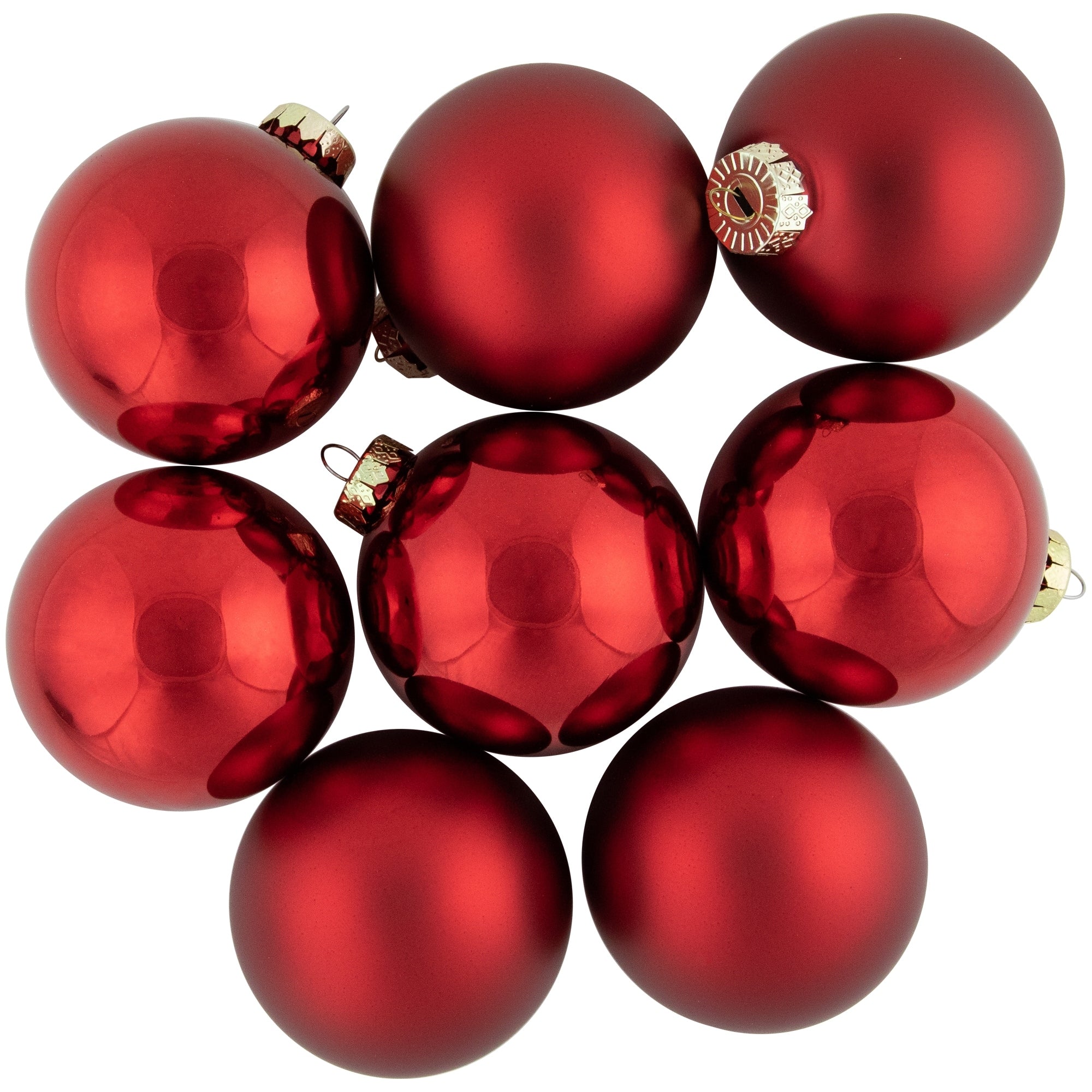 96Ct Shiny And Matte Red Glass Ball Christmas Ornaments 2.5 3.25 80Mm