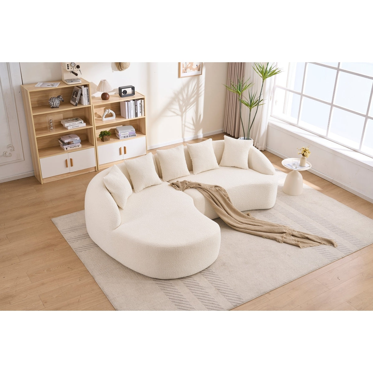 99 L Shaped Chenille Sectional Boneless Sofa With Chaise And Pillows