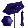 9Ft Round Outdoor Patio Market Umbrella With Tilt Led Lights And 6 Iron Ribs With Iron Pole