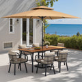 9Pc Outdoor Patio Dining Set Aluminum Table With Sunbrella Cushion Chairs W Premium Market Umbrella Sets