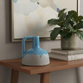 9 Blue And Gray Ceramic Urn Jug Vase 5.90
