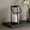 9 Clear And Black Glass And Metal Tabletop Lantern Candle Holder