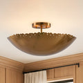 9 Antique Brass Bowl 3 Light Semi Flush Mount Light Fixture For Bedroom Living Room