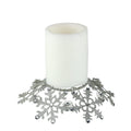 9 Silver Snowflake Glittered And Jeweled Christmas Pillar Candle Holder