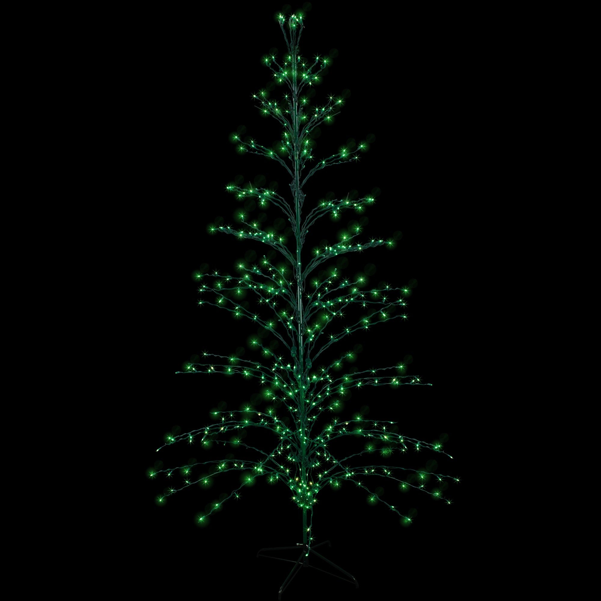 9 Green Lighted Christmas Cascade Twig Tree Outdoor Decoration Green Lights