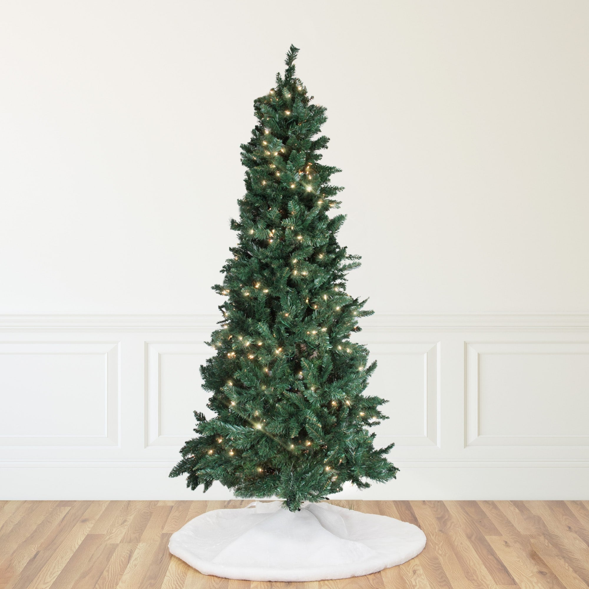 9 Pre Lit Slim Pine Artificial Christmas Tree Clear Lights