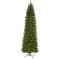 9 Slim Green Mountain Pine Christmas Tree With 600 Clear Led Lights