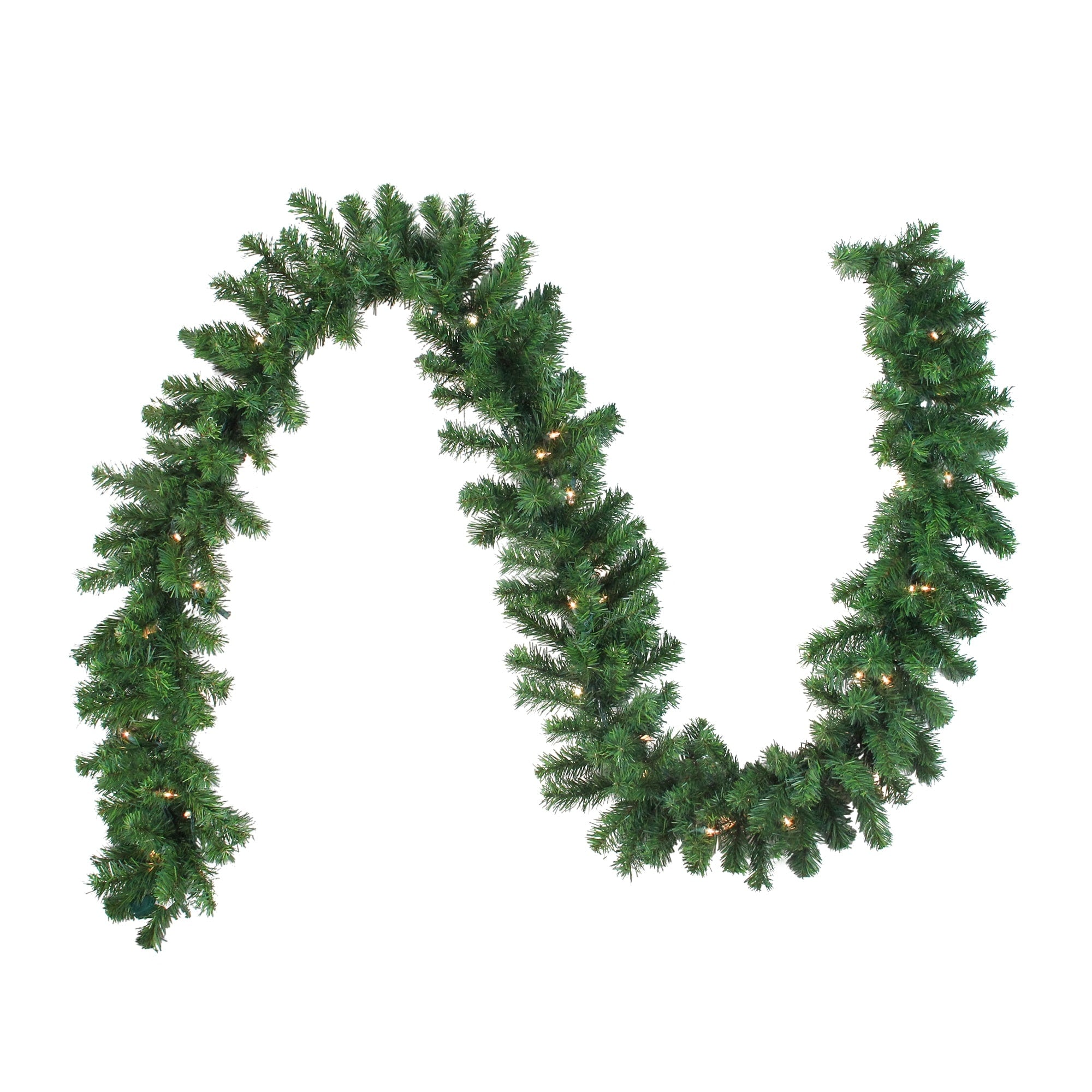 9 X 10 Pre Lit Oak Creek Pine Artificial Christmas Garland Clear Lights Green