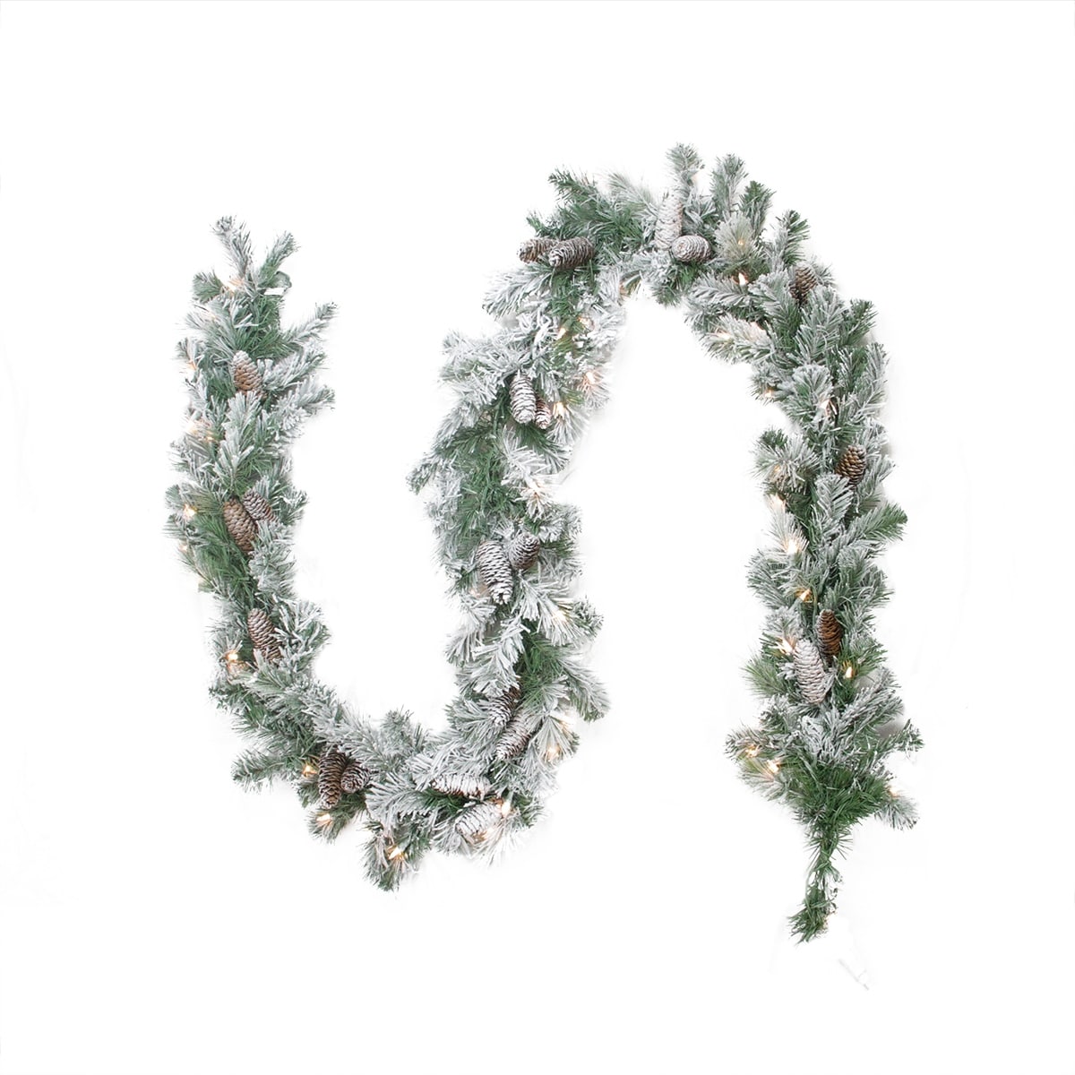 9 X 10 Pre Lit Flocked Victoria Pine Artificial Christmas Garland Clear Lights Green