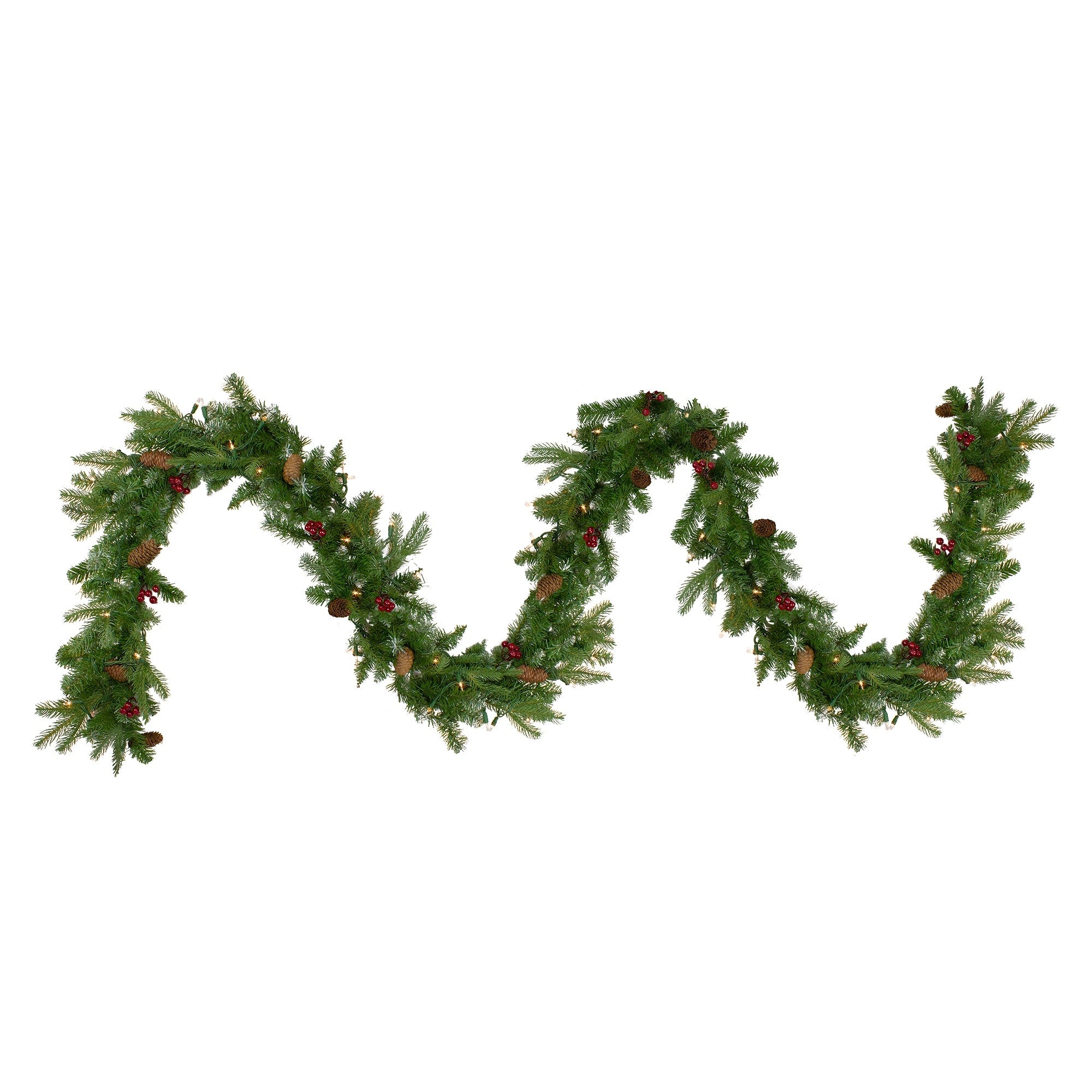 9 X 12 Mixed Pine Frosted With Red Berry And Pine Cones Artificial Christmas Garland Unlit Green N A