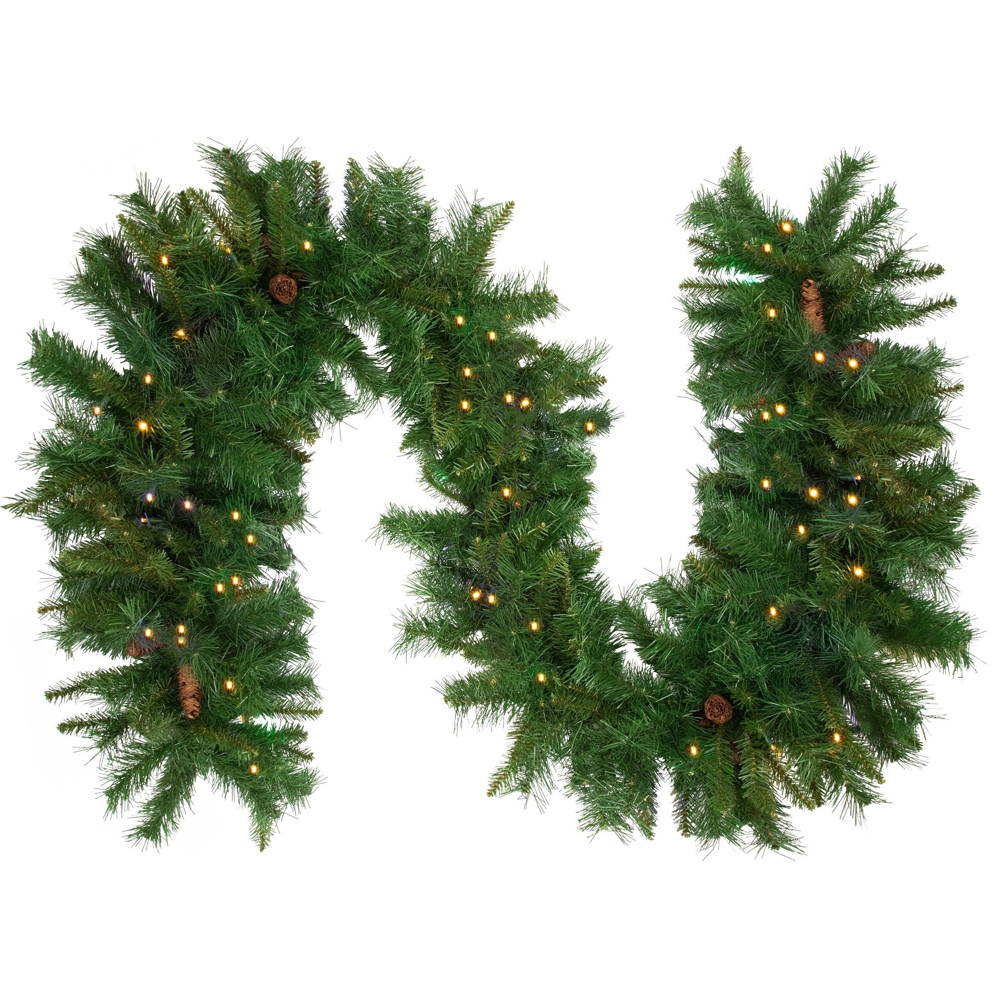 9 X 16 Pre Lit Dakota Red Pine Artificial Christmas Garland Warm White Led Lights Green