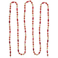 9 Shiny And Matte Red And Gold Beaded Christmas Garland N A