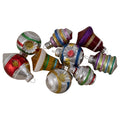 9Ct Shiny Pearl Yellow With Glitter And Solid Striped Finial And Bell Christmas Glass Ornaments 1.75 2.75 N A