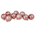 9 Piece Shiny And Matte Pink Glass Ball Christmas Ornament Set 2.5 65Mm