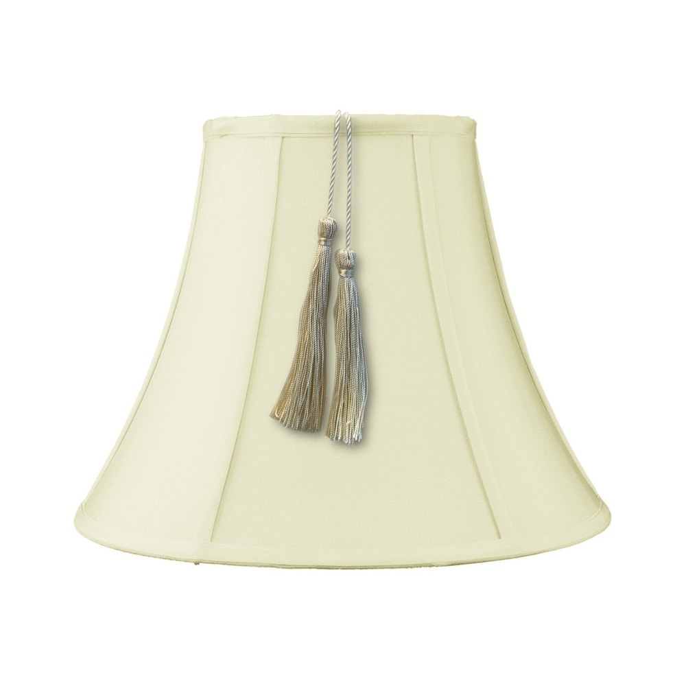 9X18X13.5 Bell Tassel Lampshade Eggshell Shantung Fabric