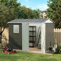 9X6 Ft Metal Garden Shed With 1 Windows For Outdoors Patio Hinge Doors Storage Sheds