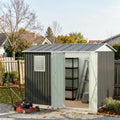 9X6 Ft Metal Garden Shed With Window Hinge Door Outdoor Storage Shed For Backyard Patio Lawn