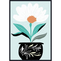 A Big Flower In A Black Vase By Casa Cartissi Framed Canvas Wall Art Print