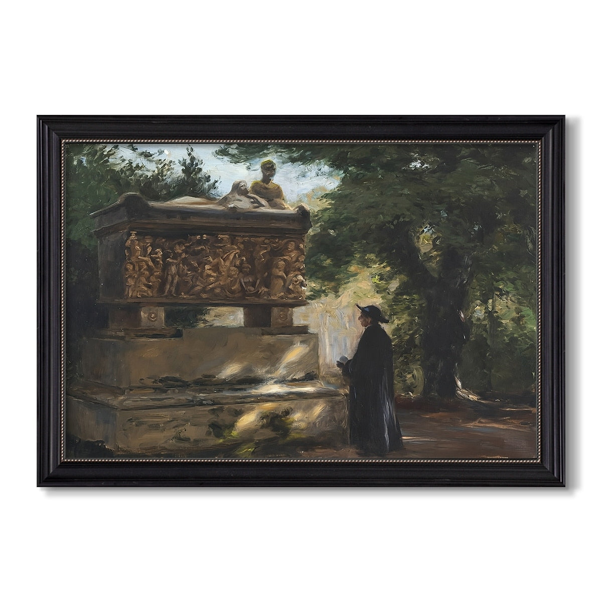 A Catholic Priest In Front Of A Sarcophagus C 1857 Hans Andersen Brendekilde Custom Framed Canvas