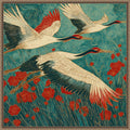 A Cranes Florals Of Flight By Tradelink Inhouse Artist Framed Canvas Wall Art Print