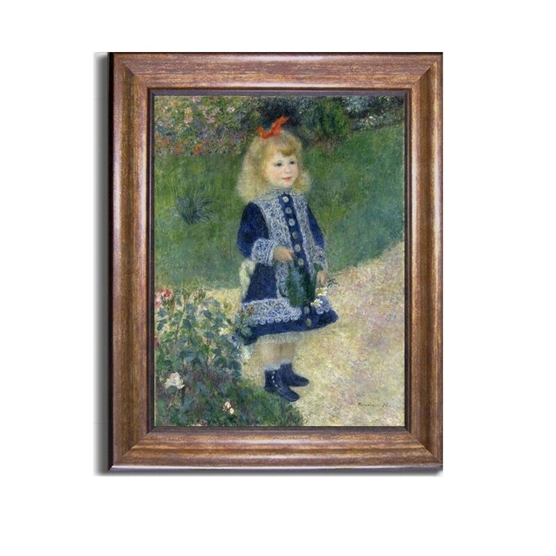 A Girl With Watering Can By Pierre August Renoir Bronze Gold Framed Canvas Art 28 In X 22 In Framed Size