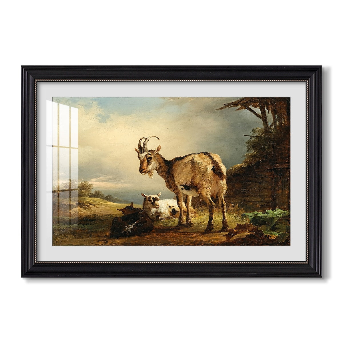 A Goat With Two Kids C Mid 19Th Century Friedrich Gauermann Custom Framed C