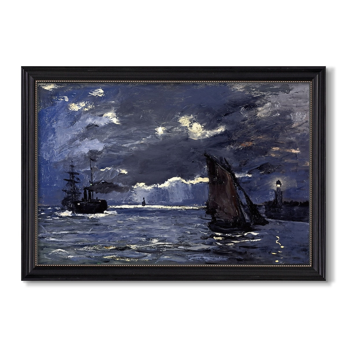 A Seascape Shipping By Moonlight 1864 Claude Monet Custom Framed Canvas