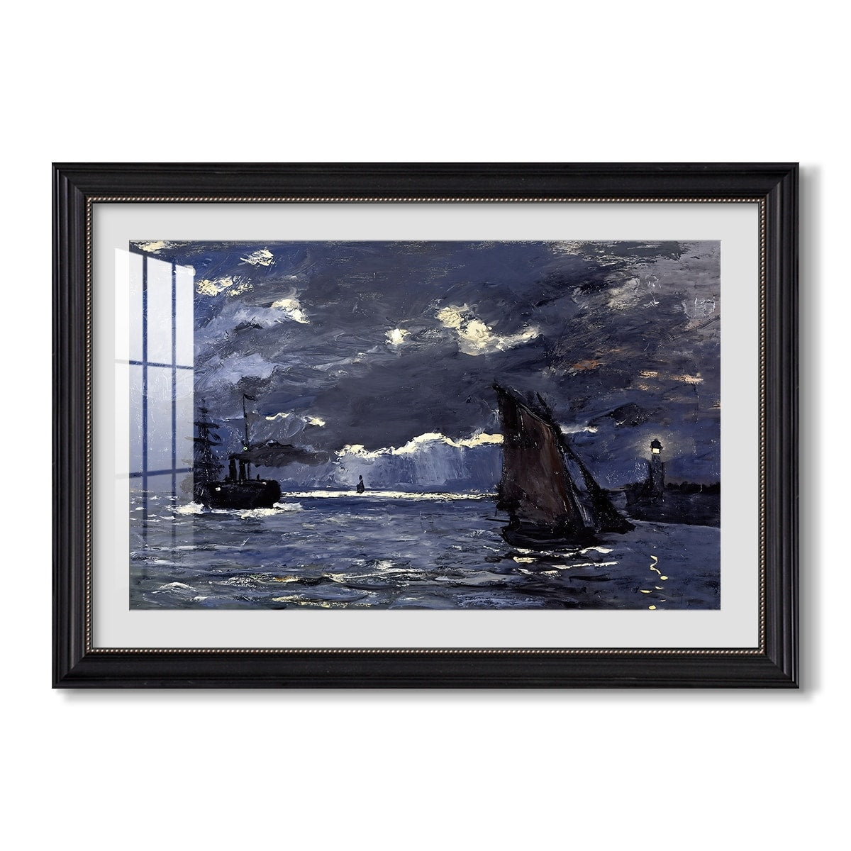 A Seascape Shipping By Moonlight 1864 Claude Monet Custom Framed Print