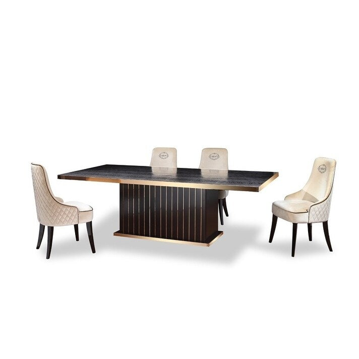 A X Talin Modern Black Crocodile Rosegold Dining Table
