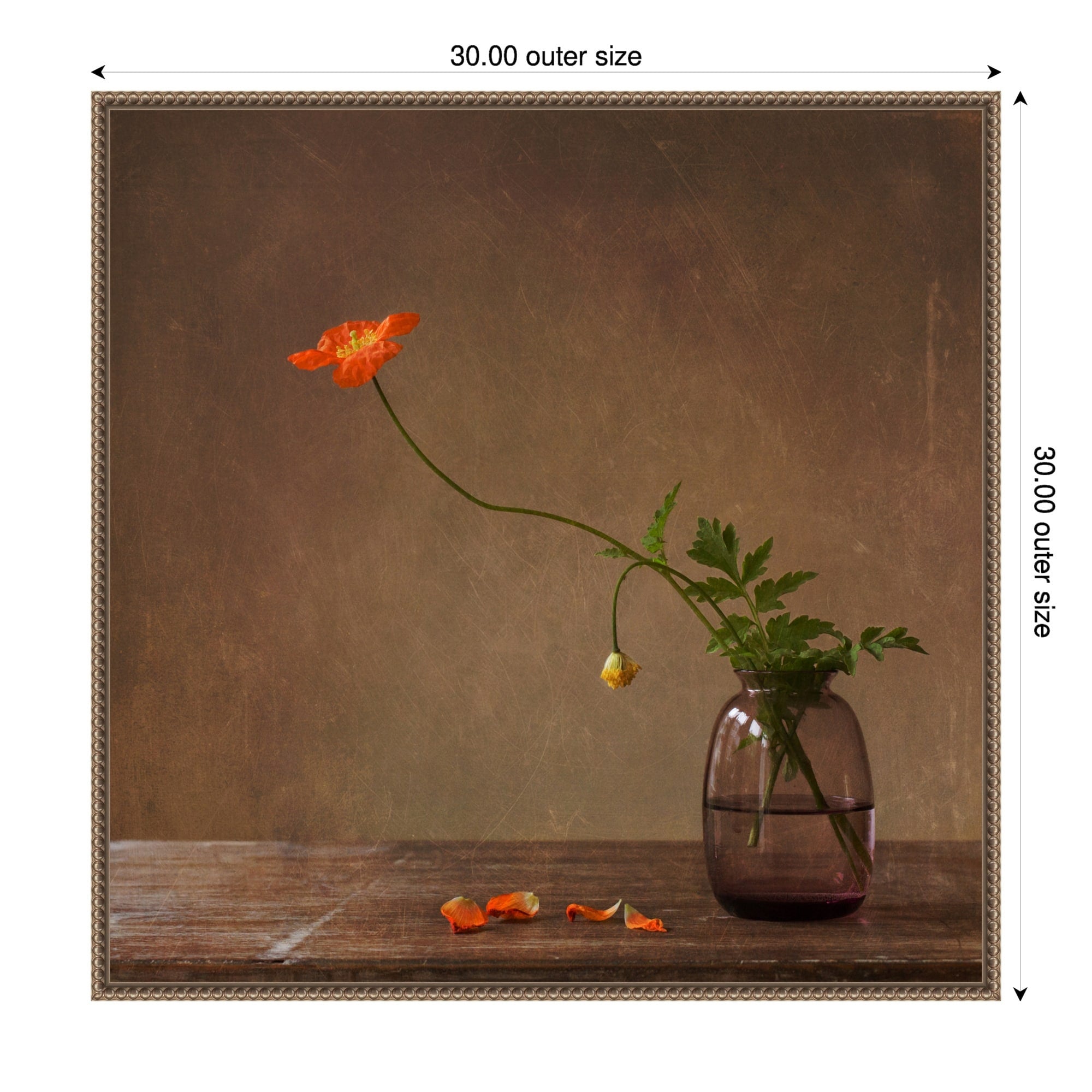 A Story With Orange Poppies By Galina Bunkova Framed Canvas Wall Art Print