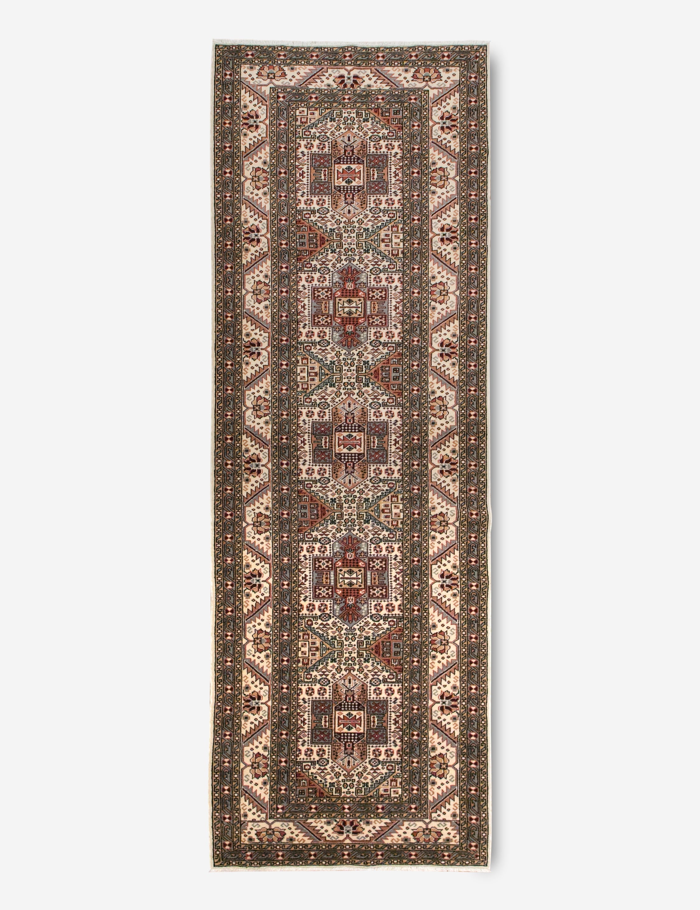 Vintage Turkish Hand-Knotted Wool Runner Rug No. 234, 3' x 9'8in