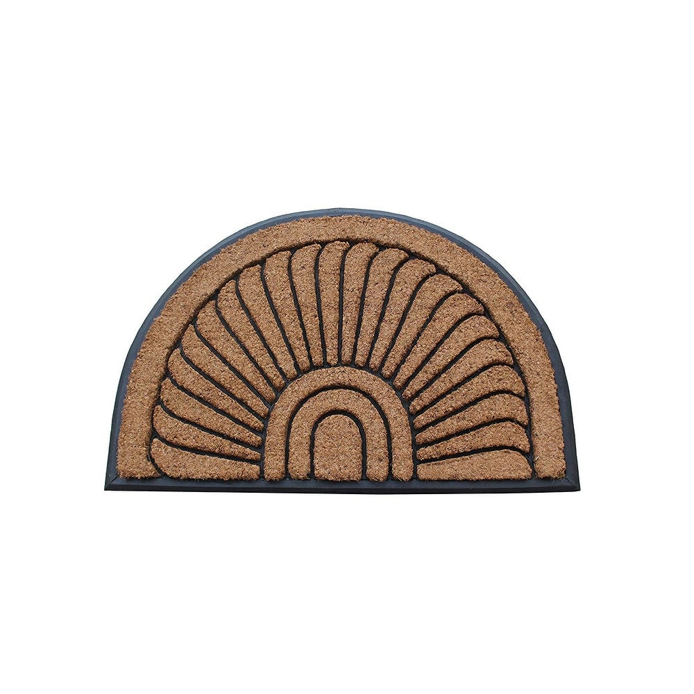 Sunburst Half Moon Tapered Edge Black 24 X36 Large Rubber And Coir Mat