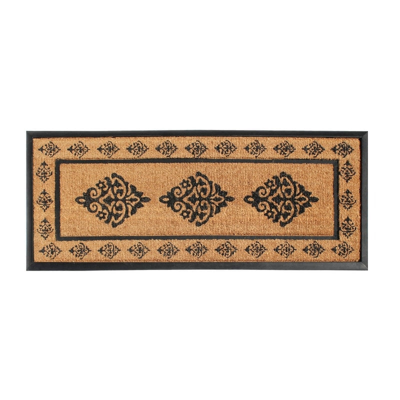 A1Hc Designer Hand Crafted Rubber Coir Frame Molded Double Door Mat Perfect And More Functional Size 24X57 Inch 24 X57