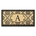 A1Hc First Impression Black Beige 30 In. X 60 In. Uriel Treated Coir Monogrammed A Entry Double Door Mat