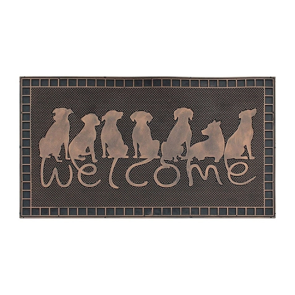 A1Hc First Impression Dogs Tails Welcome Rubber Pin Mat Beautifully Copper Finished 18 X 30