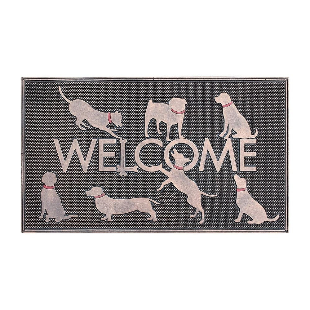 A1Hc First Impression Dogs Welcome Rubber Pin Mat Beautifully Copper Finished 18 X 30