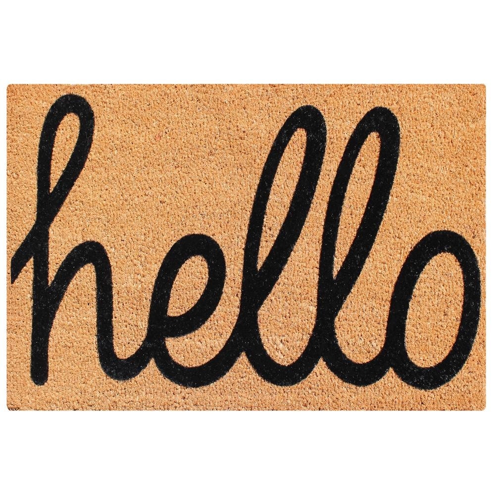A1Hc First Impression Fade Resistant Hello Entry Coir Flocked Doormat