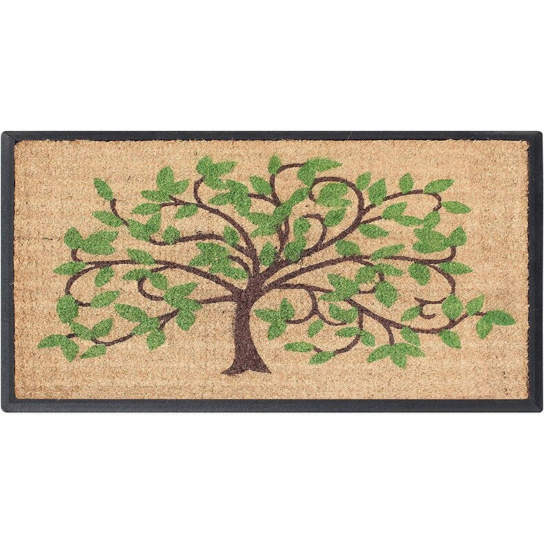 A1Hc First Impression Hand Crafted Rubber Coir Life Of Tree Double Door Mat