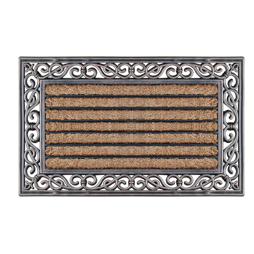 A1Hc First Impression Molded Striped 18 In. X 30 In. Rubber Coir Door Mat