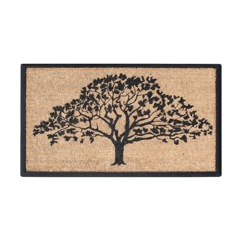A1Hc First Impression Hand Crafted Rubber Coir Life Of Tree Double Door Mat 30 X48